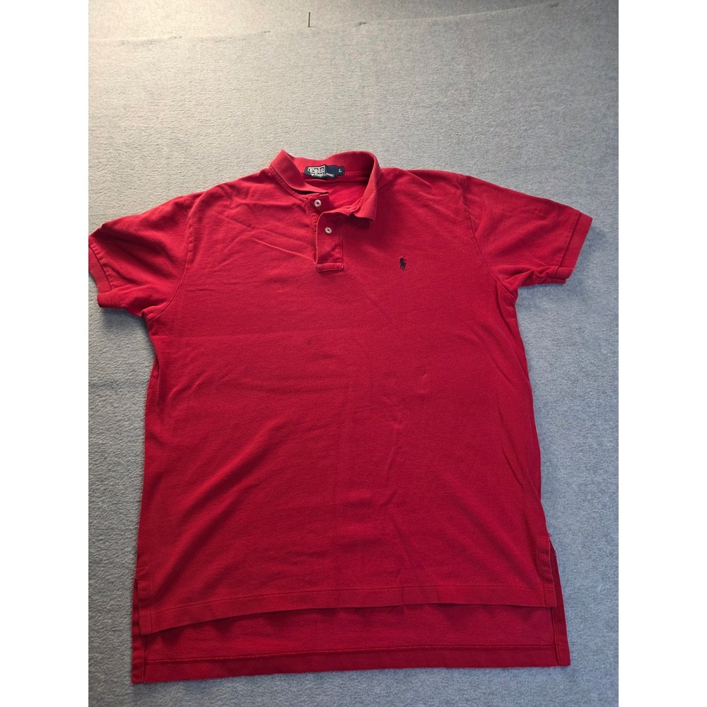 Polo Ralph Lauren Mens‎ Red Short Sleeve Cotton Pique Polo Shirt Size Large